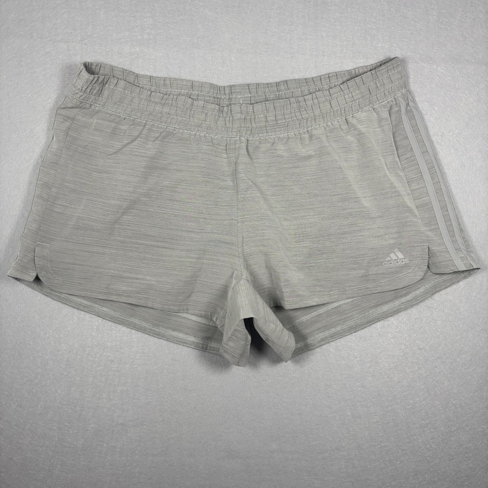 New Adidas Shorts Women XL Heather Gray Three Stripe Woven Pacer Running NWT